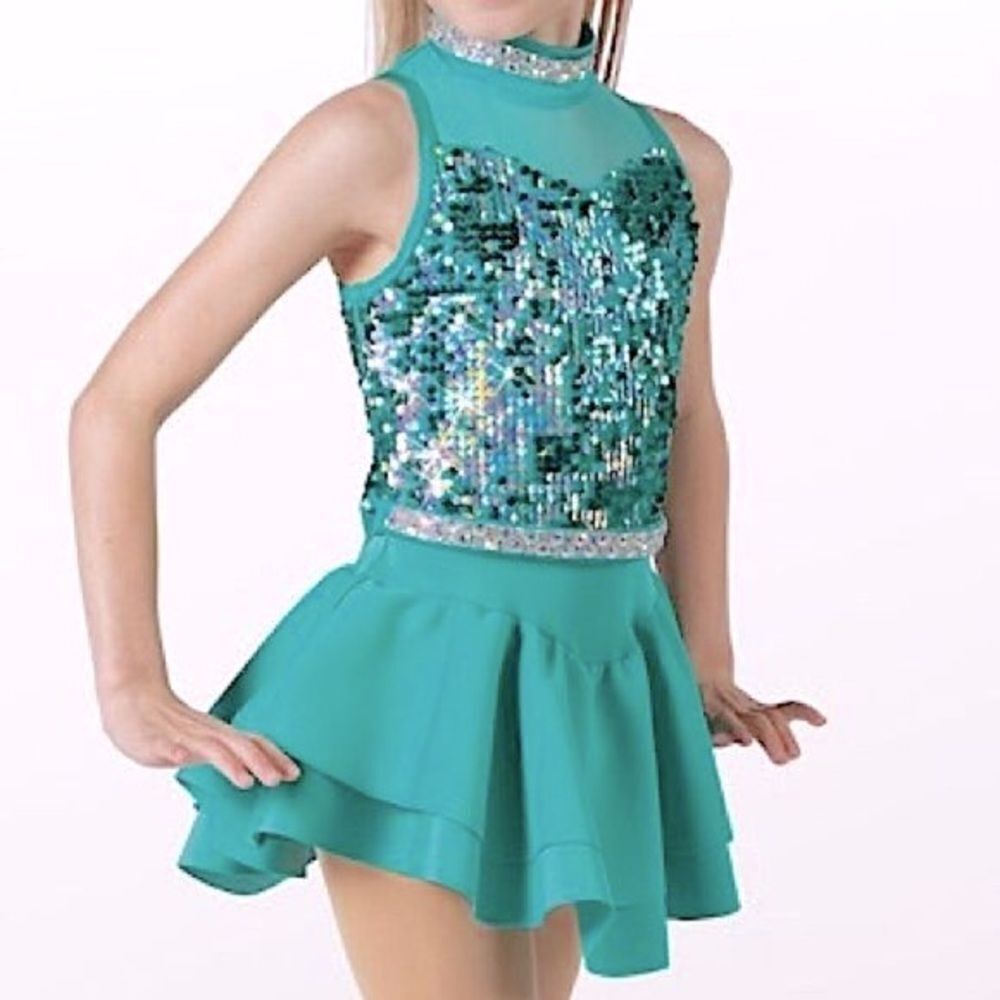 WEISSMAN Dance CostumeĀ dress tutu Aqua teal sequin
SassyāAll Electric 14160āSC 6